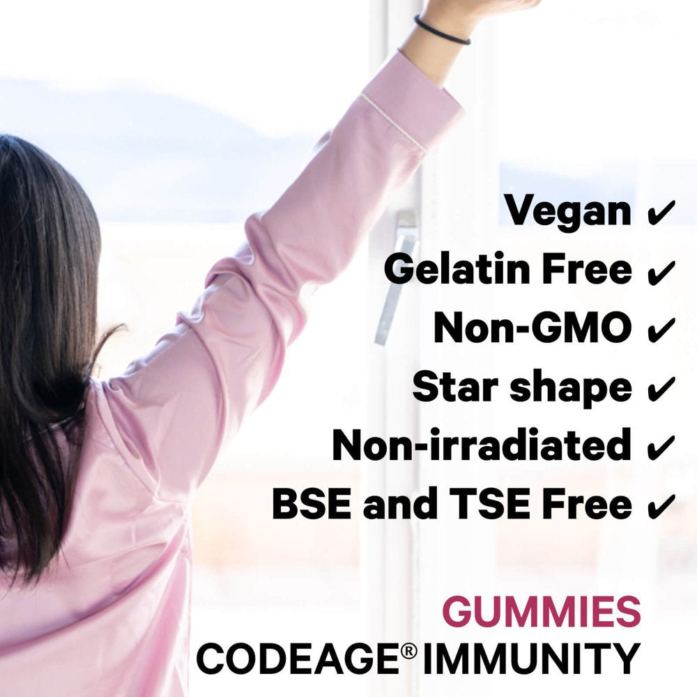 Codeage Immunity Gummies, Vitamin C, Elderberry, Echinacea & Propolis, Vegan Pectin-Based Supplement, 60 Ct