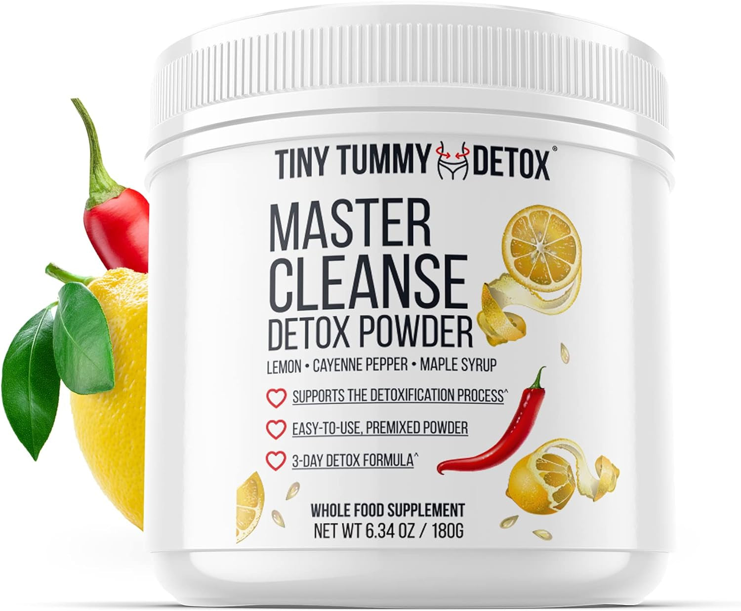 Tiny Tummy Master Cleanse Lemonade Diet - 3 Day Juice Cleanse Plant-Based Detox Powder Supplement with Lemon, Maple Syrup, and Cayenne Diet, 6.34Oz Container