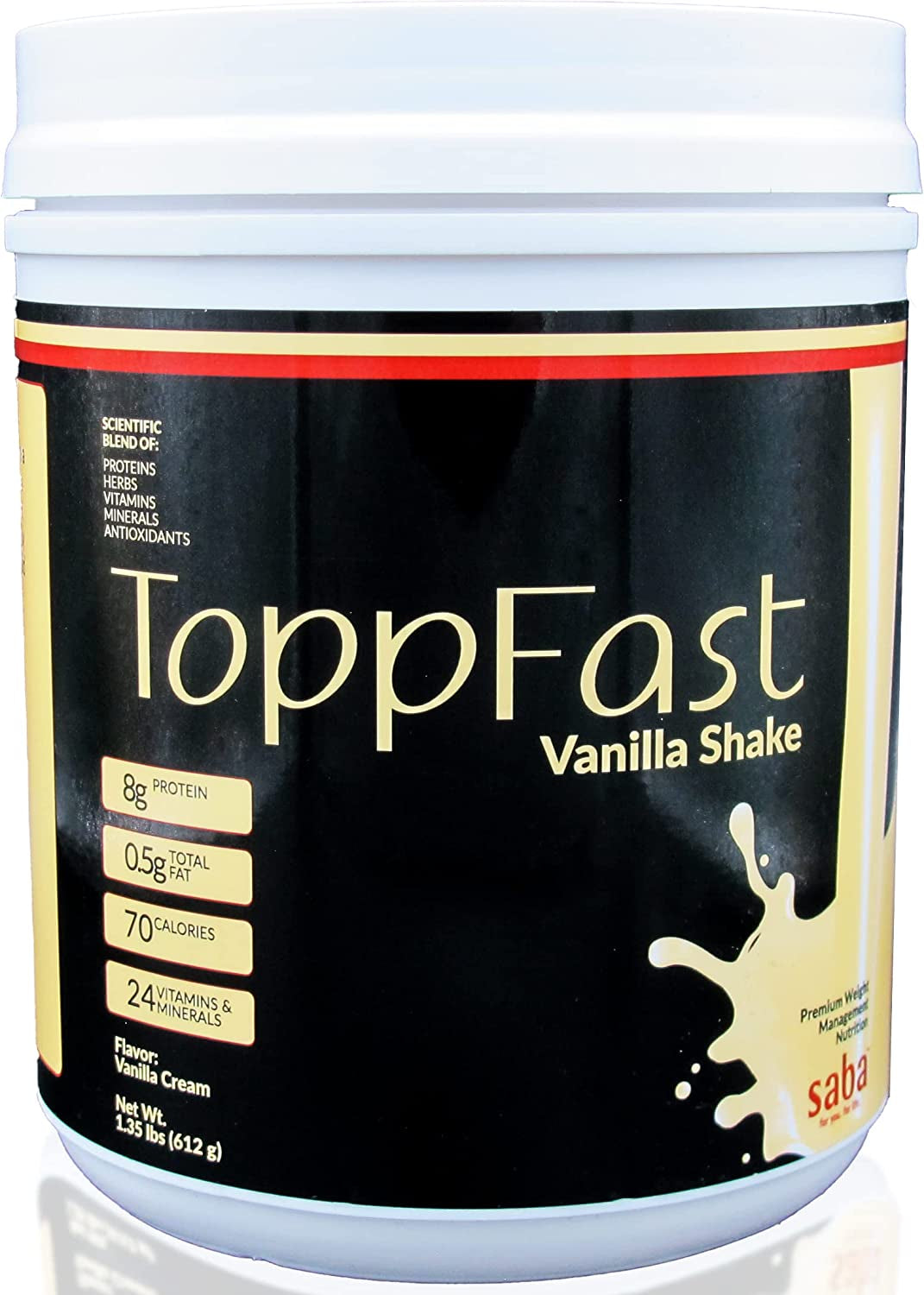 Saba Toppfast™-Weight Management Nutrition -Scientific Blend of Proteins, Herbs, Vitamins, Minerals, & Antioxidants in a Low-Fat, Low-Carb Formula (Vanilla)