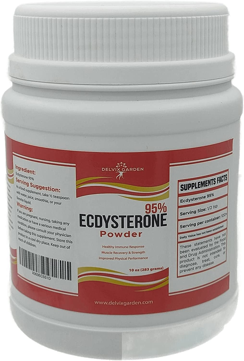 Delvix Garden Ecdysterone Powder 95%, 10 Oz: Beta Ecdysterone Supplement for Muscle Strength, Body Mass and Athletic Performance Ecdysterone Supplement for Men and Women