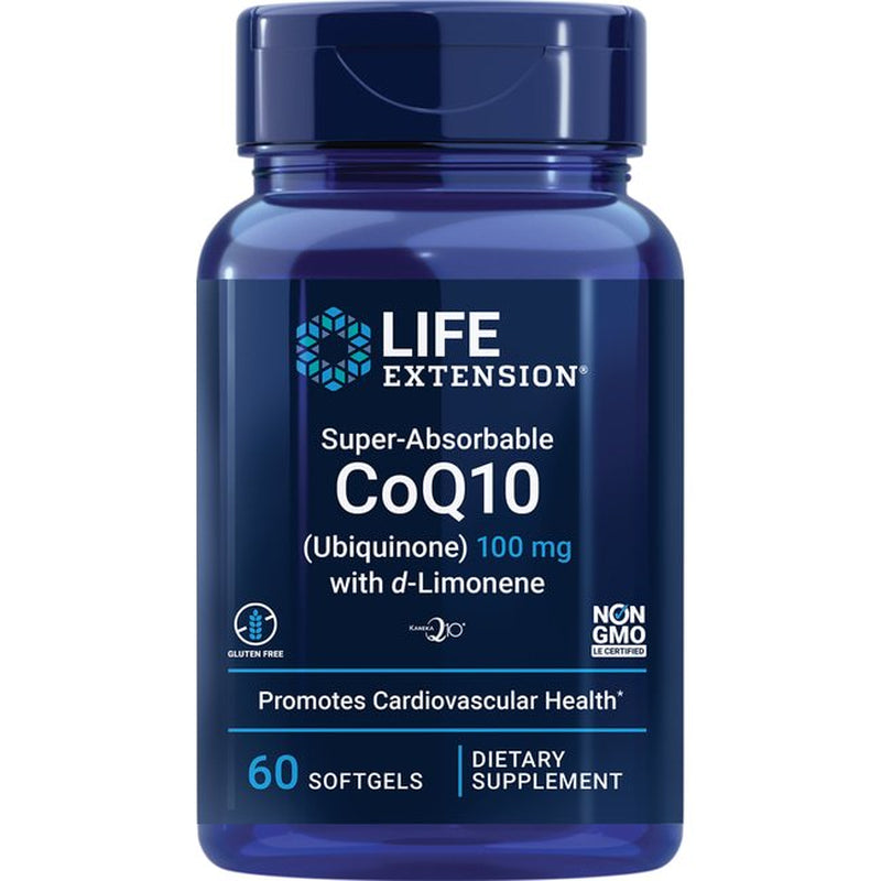 Life Extension Super-Absorbable Coq10 (Ubiquinone) with D-Limonene – Heart Health, Fight General Fatigue, Better Absorption – Gluten-Free, Non-Gmo – 60 Softgels