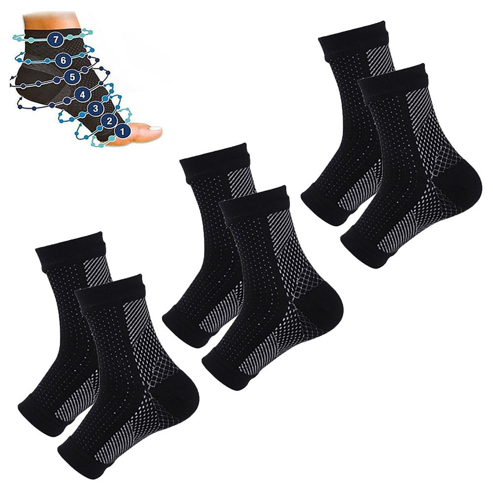 Weloille 3 Pairs Ankle Compression Sleeves for Plantar Fasciitis - Ankle Foot Brace for Injury Recovery, Open Toe Neuropathy Socks, Toeless Ankle Compression Socks for Women & Men