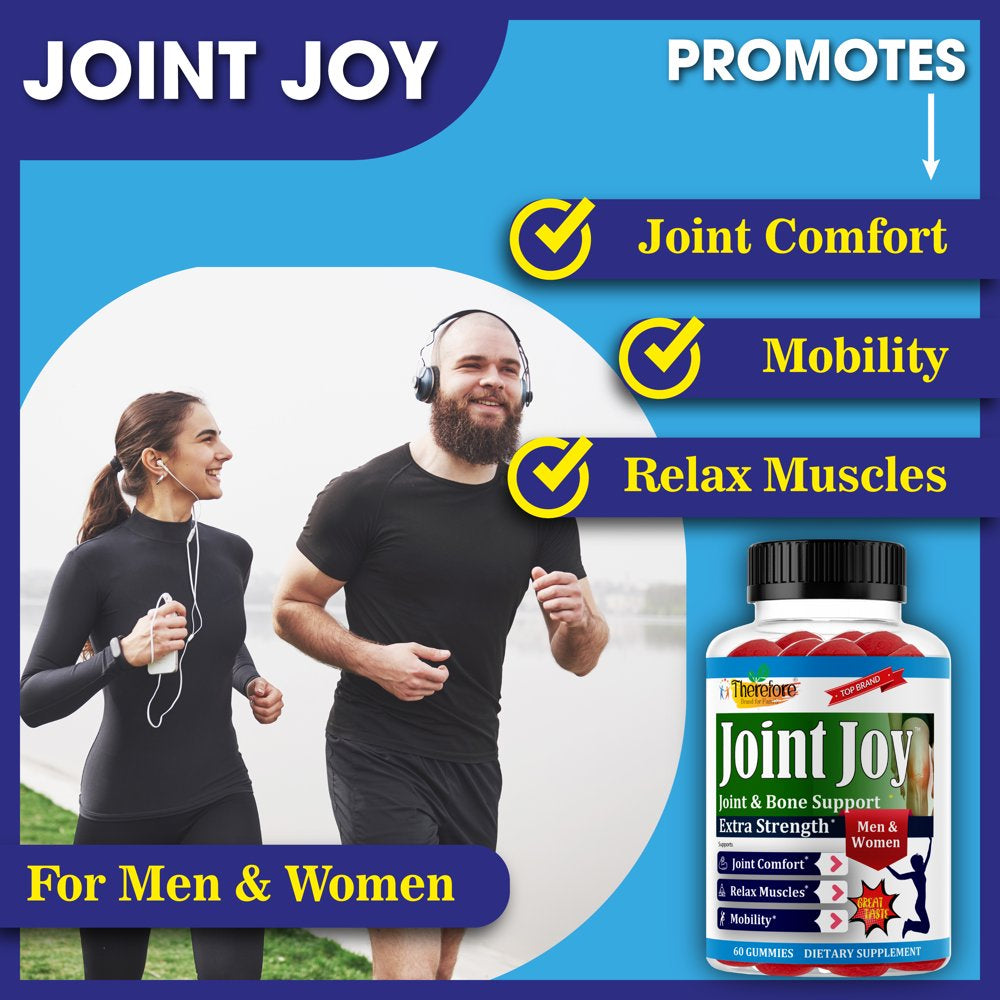 Joint Support Supplement with Glucosamine, Joint Health Gummy Vitamins for Men & Women 60 Gummies by Therefore