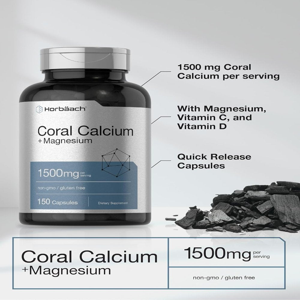 Coral Calcium 1500Mg | 200 Capsules | plus Magnesium | by Horbaach