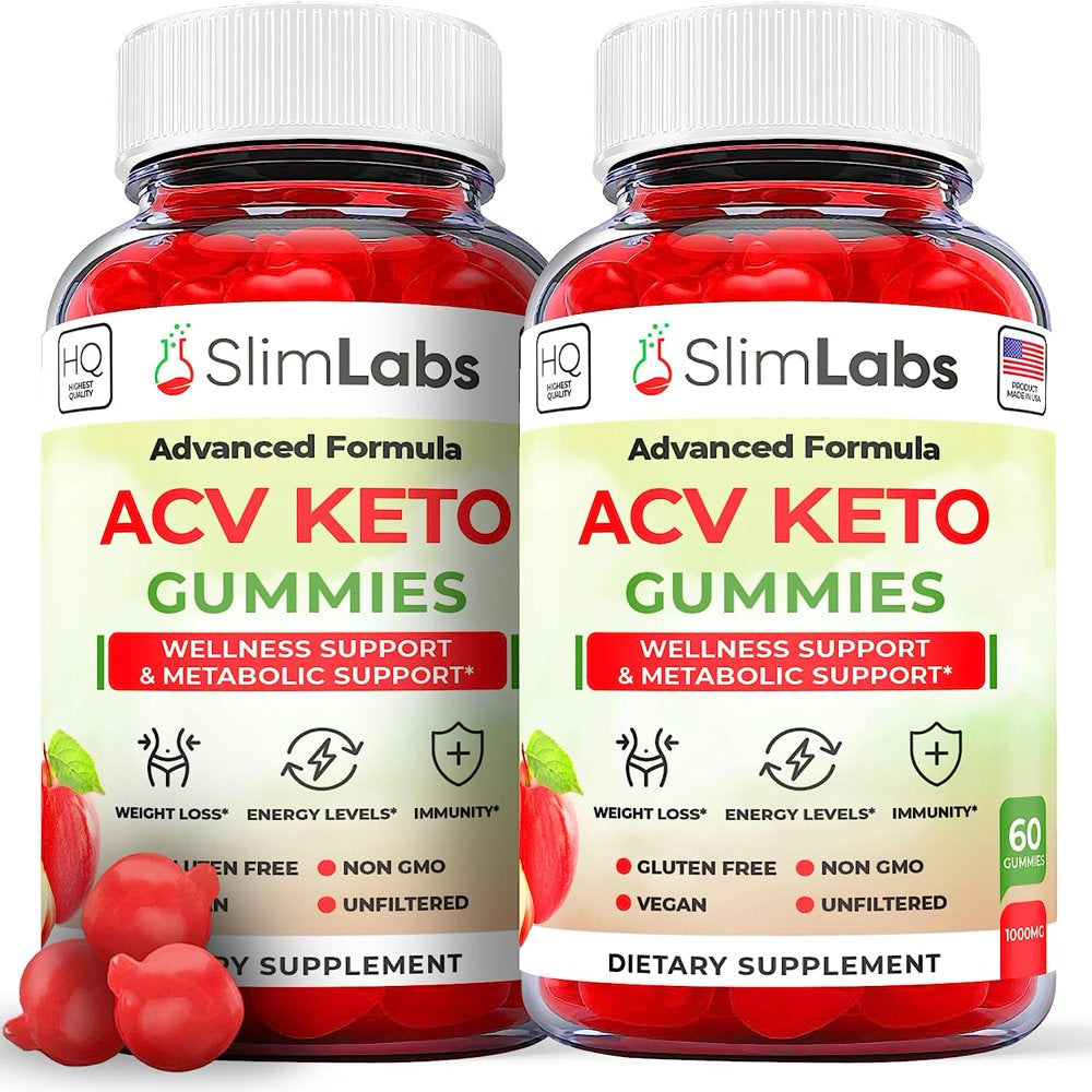 (2 Pack) Slim Labs Keto ACV Gummies - Supplement for Weight Loss - Energy & Focus Boosting Dietary Supplements for Weight Management & Metabolism - Fat Burn - 120 Gummies