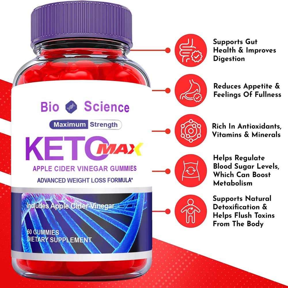 (1 Pack) Bioscience Max Keto ACV Gummies - Supplement for Weight Loss - Energy & Focus Boosting Dietary Supplements for Weight Management & Metabolism - Fat Burn - 60 Gummies