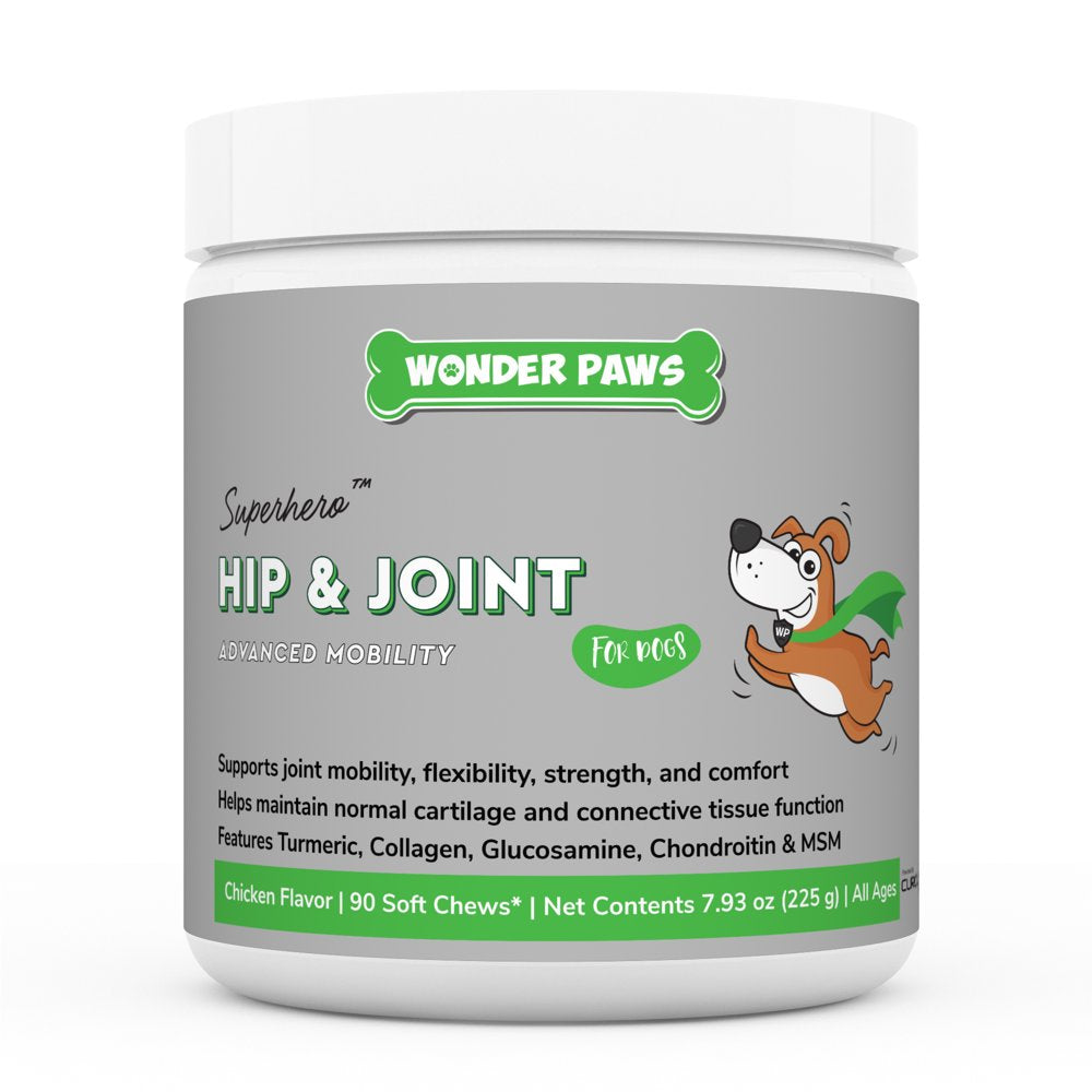 Hip and Joint Supplement for Dogs - Glucosamine for Dogs, Chondroitin for Joints, Mobility for Pets – Turmeric, Collagen & MSM – Hips, Bones & Cartilage – 90 Chews Pet Supplement