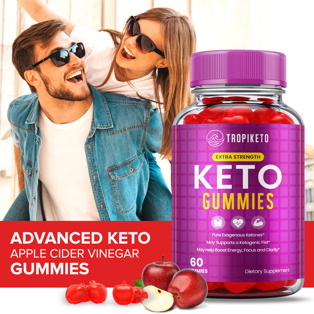 Tropiketo Keto Gummies for Weight Loss Tropi Keto ACV Gummies Extra Strength Apple Cider Vinegar Supplement (60 Gummies)