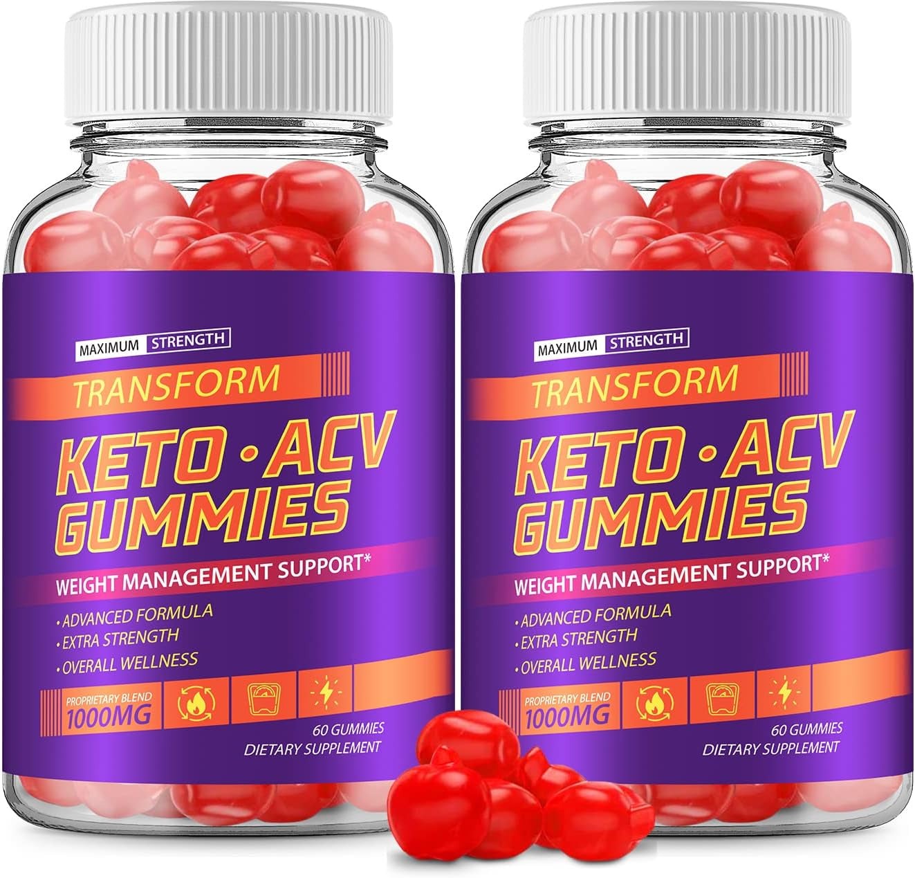 (2 Pack) Transform Keto ACV Gummies Advanced Formula (120 Gummies)