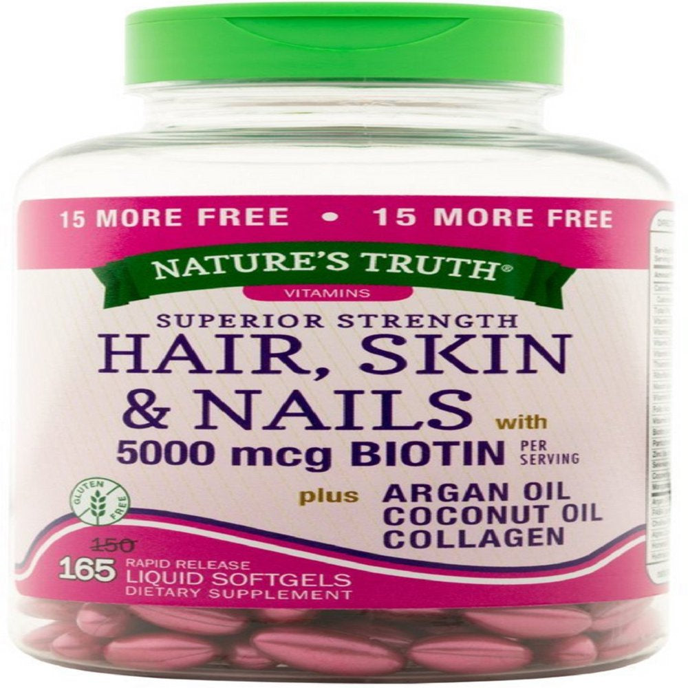 Nature'S Truth Hair Skin & Nails Lactose Free Biotin 500Mcg, 165Ct, 2-Pack