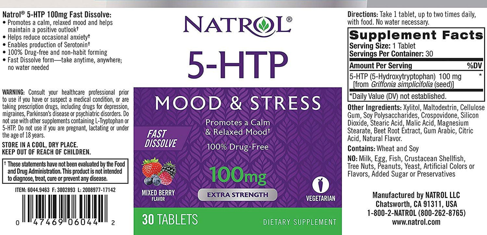 Natrol 5-Htp Fast Dissolve Wild Berry - 100 Mg - 30 Tablets