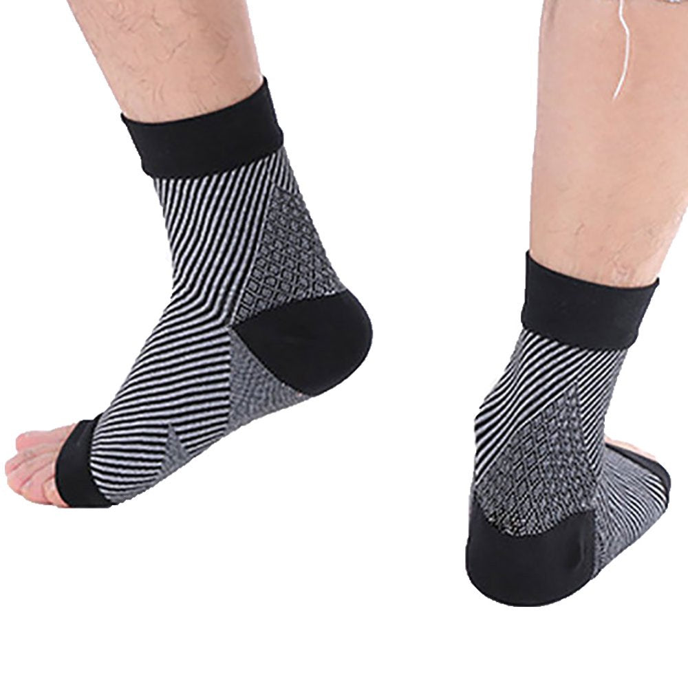 1 Pair Oblique Stripe Sports Compression Ankle Brace Elastic Socks Protector Ankle Compression Sleeve for Swelling, Plantar Fasciitis, Sprain, Neuropathy - for Women and Men