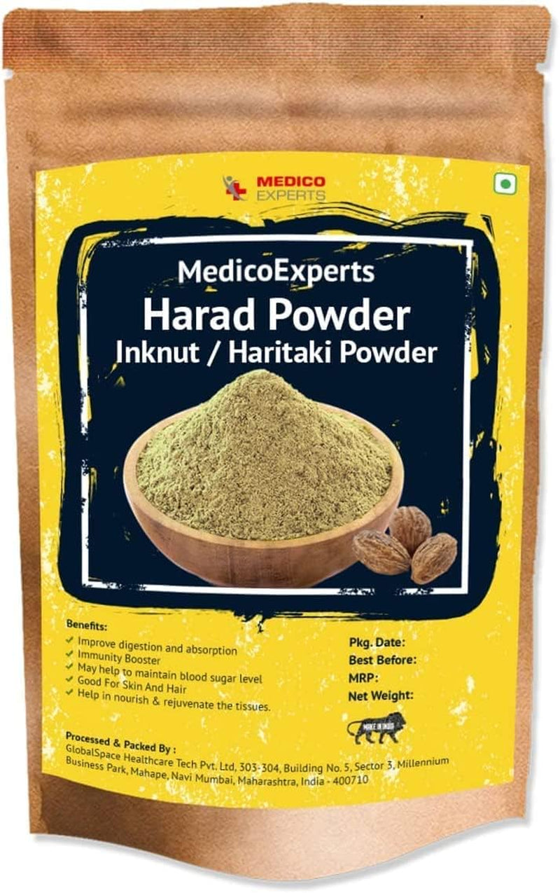 CROW Haritaki Powder Organic - 100 GMS | 100% Pure Harde Powder | Kadukkai Powder | Harad Powder | Inknut Powder for Dark Circles, Face, Skin & Healthy Digestion