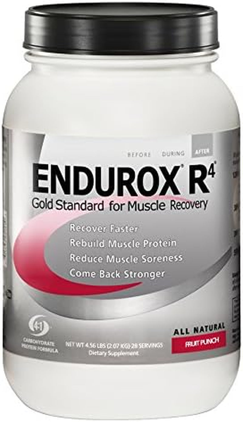 Endurox Pacifichealth R4, Post Workout Recovery Drink Mix with Protein, Carbs, Electrolytes and Antioxidants for Superior Muscle Recovery, Net Wt. 4.56 Lb, 28 Serving (Fruit Punch) with Shaker