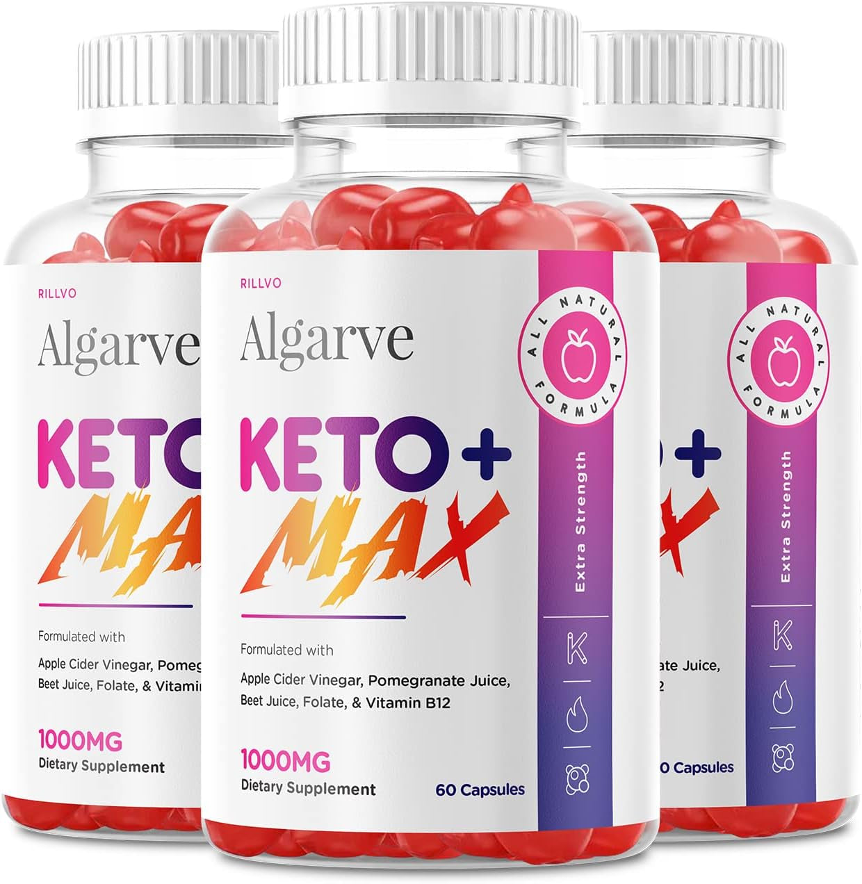 (3 Pack) Algarve Max Keto ACV Gummies - Advanced Formula Algarve Max Keto Apple Cider Vinegar Gummies (180 Gummies)