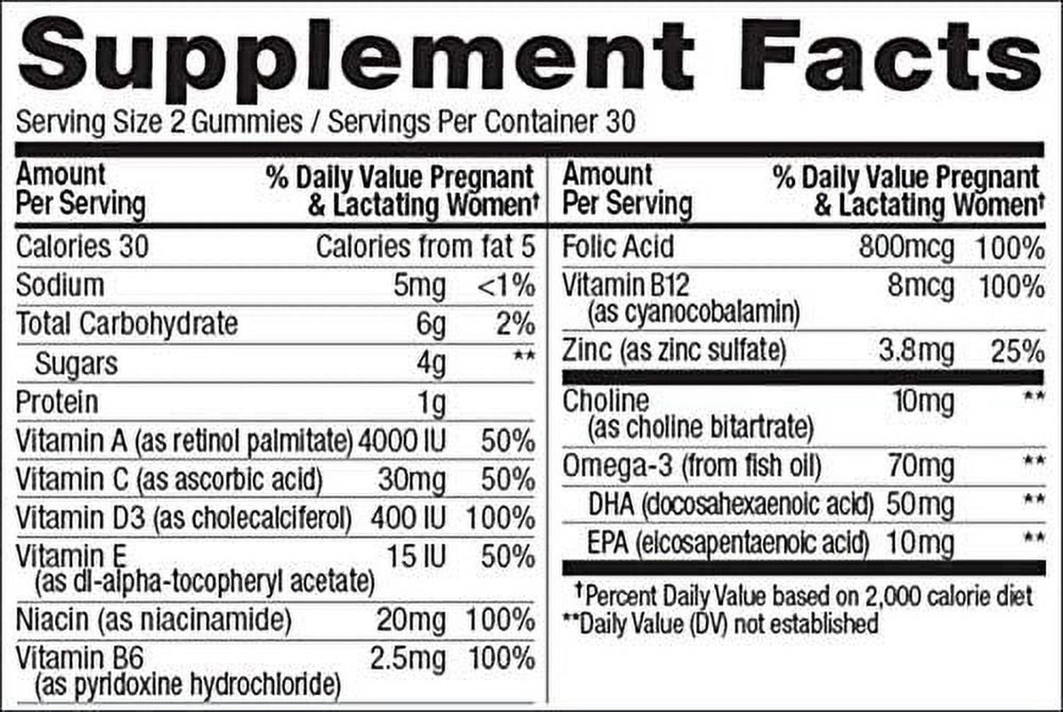 OLLY the Essential Prenatal Gummy Multivitamin, 60Ct, Sweet Citrus,
