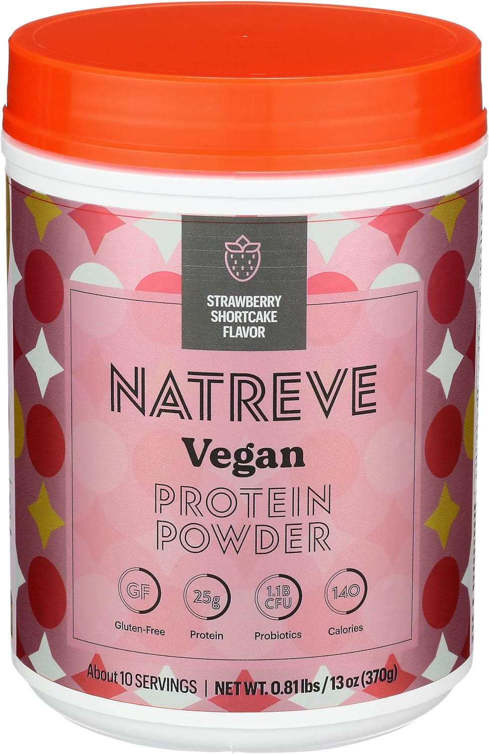 Natreve Vegan Strawberry Shortcake Protein Powder, 13 OZ