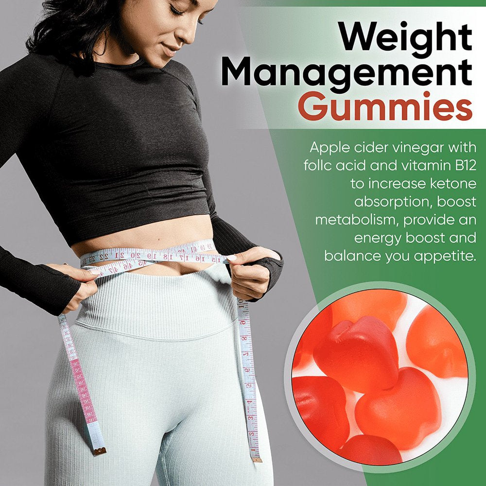 ACV Keto Gummies with Apple Cider Vinegar (With the Mother) - Sugar Free Keto ACV Gummies for Weight Management Fat Loss Cleanse & Detox – Natural Apple Flavor – Non-Gmo – Gluten-Free – Vegan