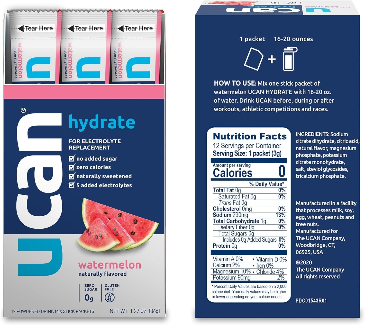 UCAN Watermelon & Berry Hydrate Stick Pack Bundle - Great for Running, Training, Fitness, Cycling, Crossfit & More | Sugar-Free, Vegan, & Keto Friendly Energy Supplement