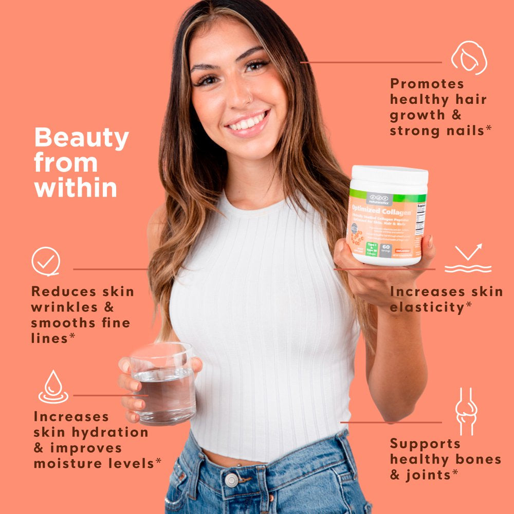 Naturenetics Hair, Skin & Nails Collagen Peptides Powder - Patented & Clinically Studied - Paleo, Keto, Non-Gmo, Gluten-Free, Unflavored - 60 Day Supply