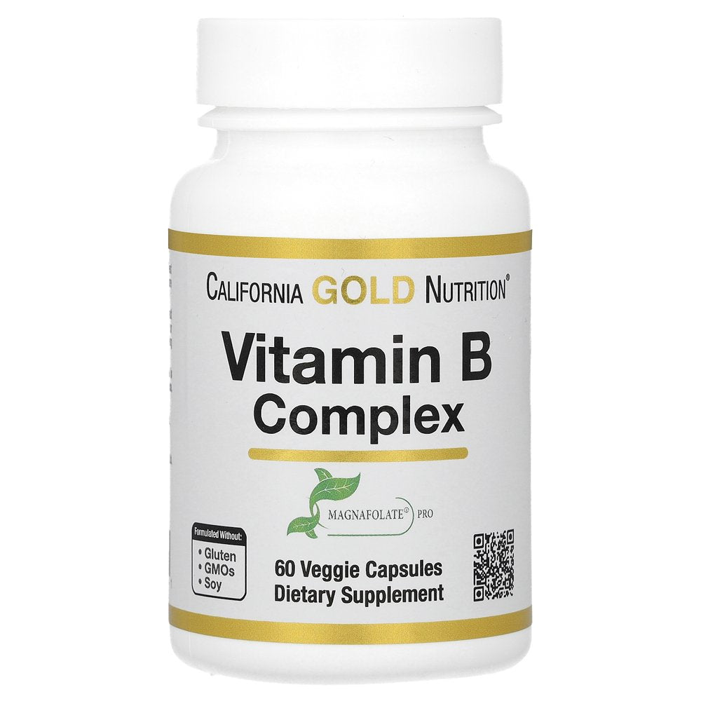 Vitamin B Complex, Thiamin B1, Riboflavin B2, Niacin B3, Pyridoxine B6, Biotin B7, Pantothenic Acid B5 and Pro Folate B9, Gluten Free, Non GMO, 60 Veggie Capsules