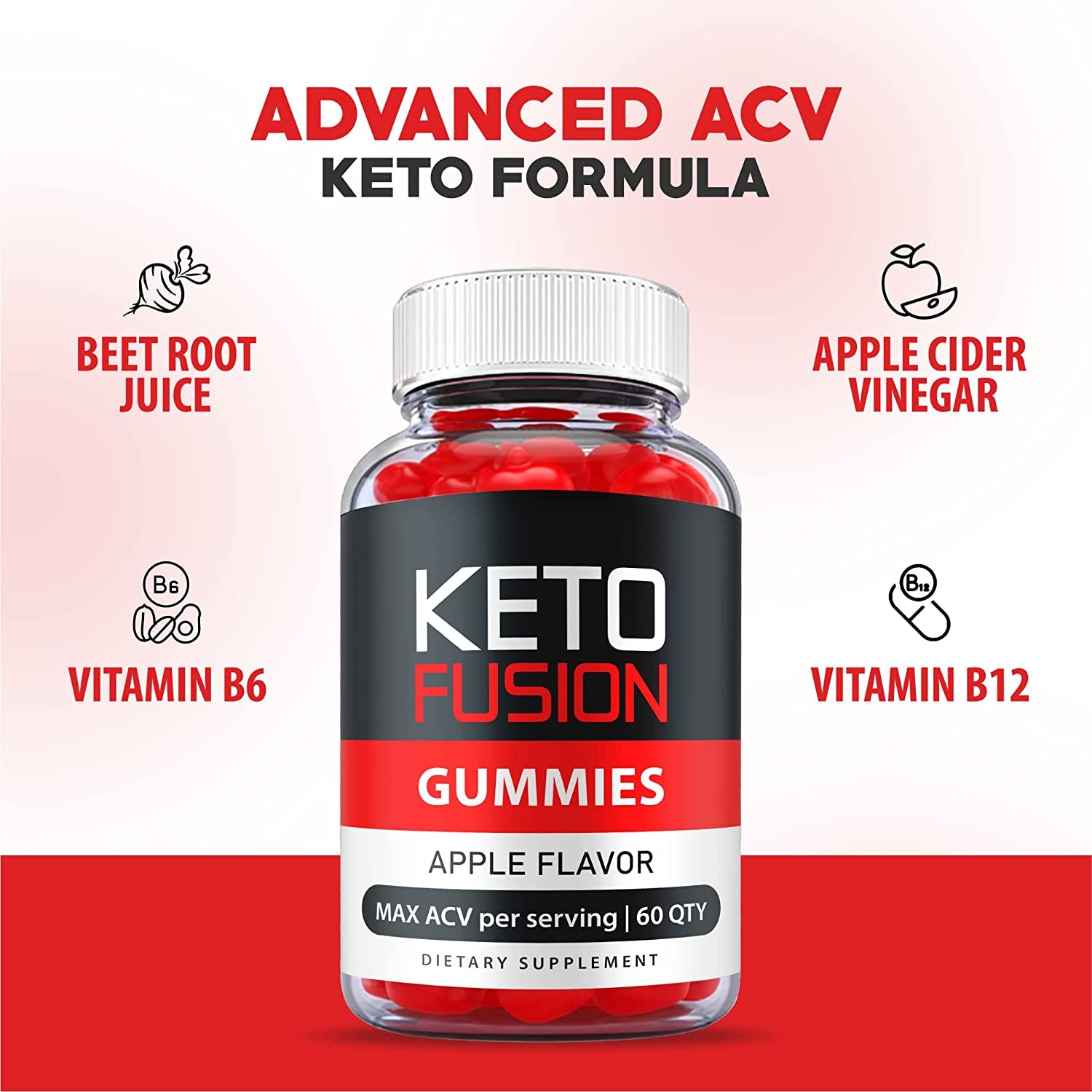 (2 Pack) Keto Fusion Gummies - Official Formula, Vegan - Keto Fusion ACV Gummies Advanced Weight Apple Loss Cider, Fusion Keto Gummies Apple Cider Vinegar, Vitamin B12, Beet Root Juice (120 Gummies)