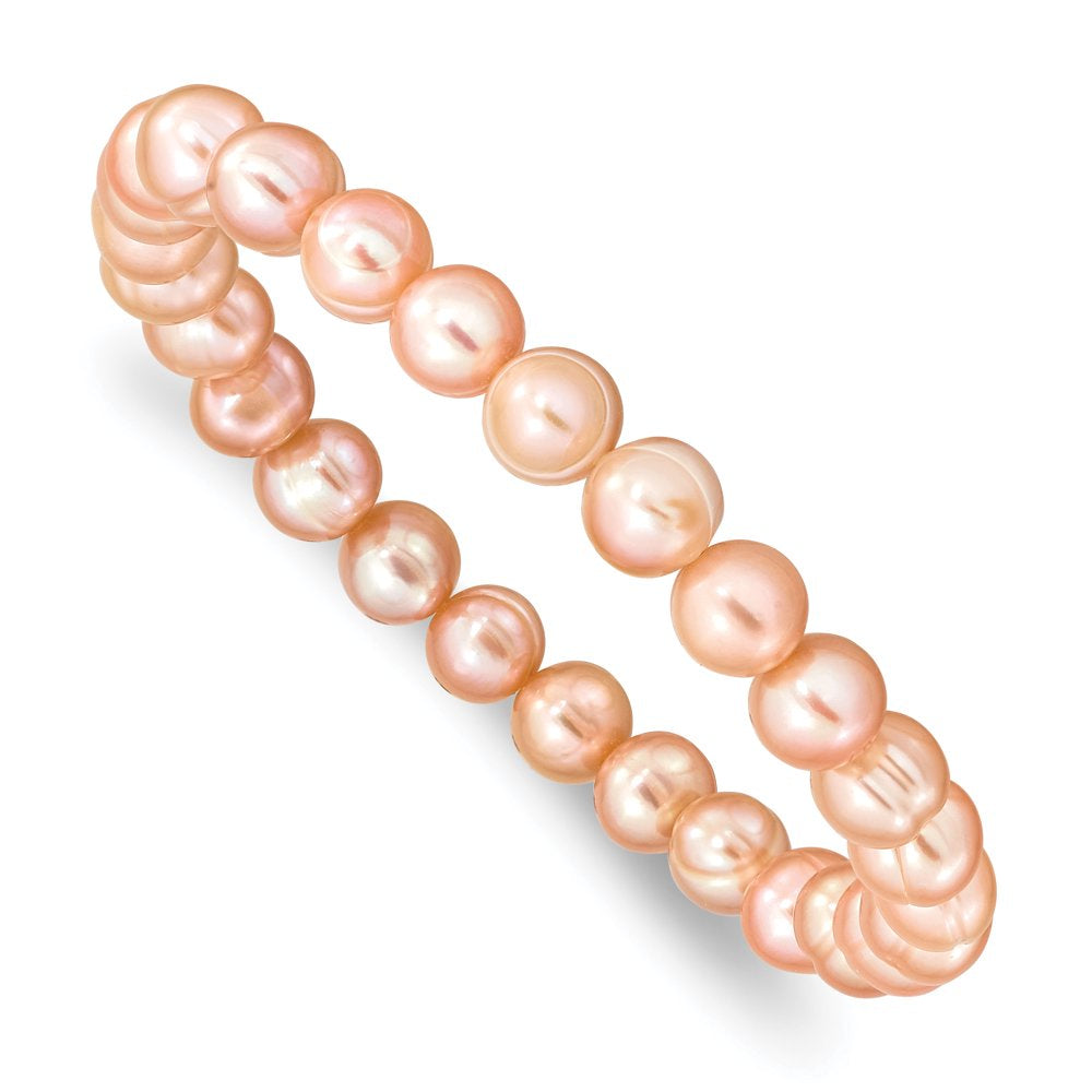 6-7Mm Pink Freshwater Cultured Pearl Stretch Bracelet QH5460