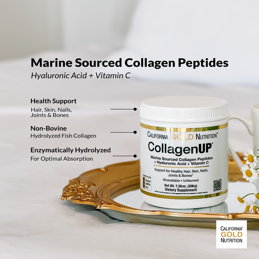 Collagen Peptides Powder with Hyaluronic Acid, Support for Healthy Hair, Skin, Nails, Joints and Bones, Non-Gmo, Gluten and Dairy Free, Unflavored, 7.26 Oz, Fish Sourced, Pack of 2