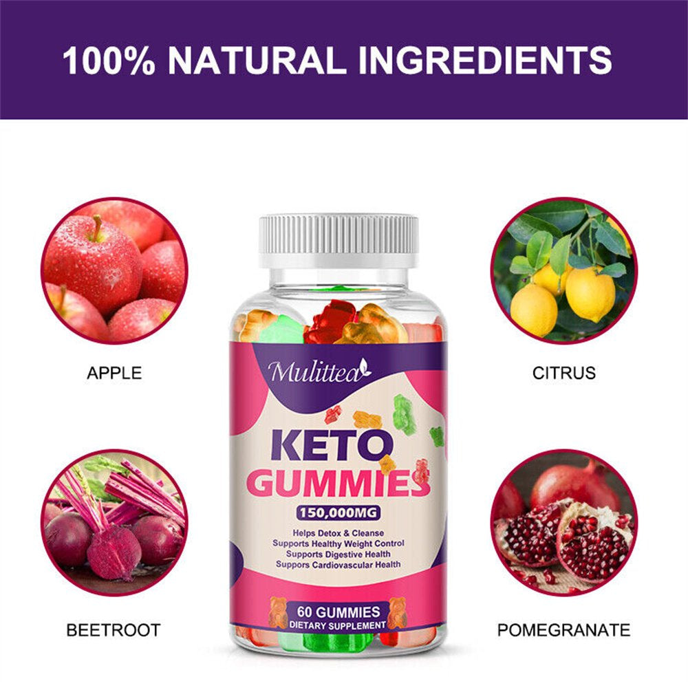 (2 Pack) Mulittea Keto ACV Gummies 150,000Mg - for Detox & Cleanse - Advanced Weight Management & Immune Support - 120 Gummies Total