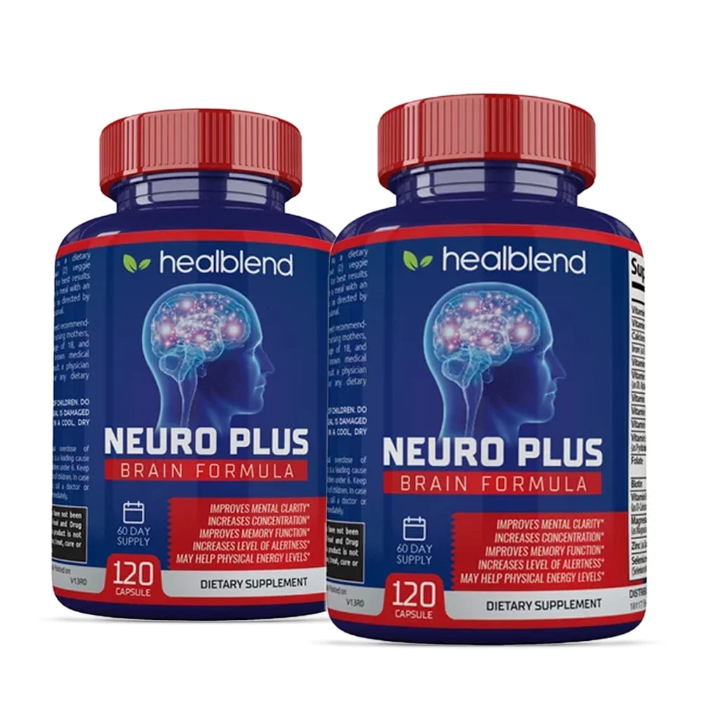 Healblend Neuro plus Brain Booster Supplements - Brain & Focus Formula, Supports Memory, Concentration & Mental Clarity for Adults 2-Pack