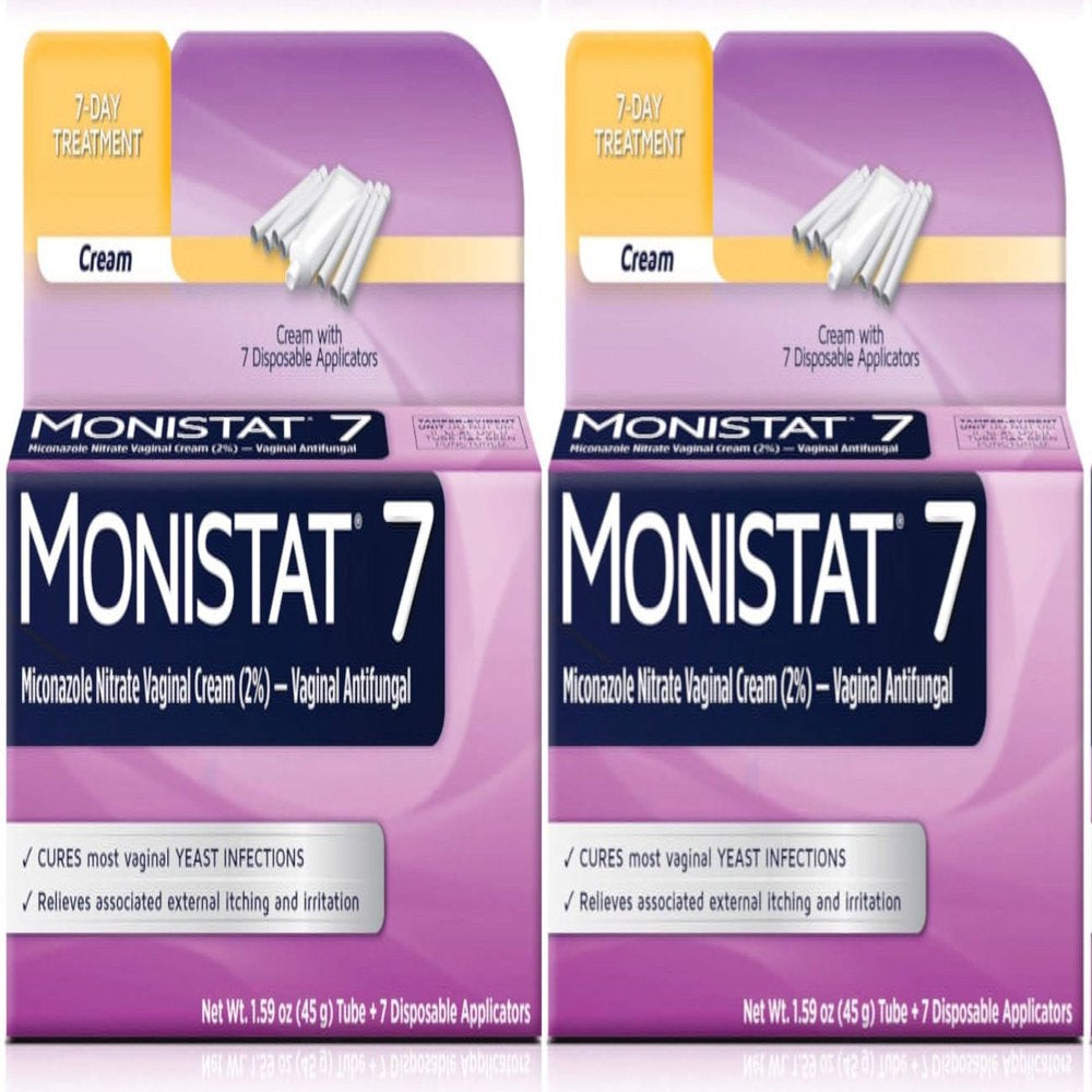 Monistat 7-Day Yeast Infection Treatment, Cream with Disposable Applicators, Pack of 2