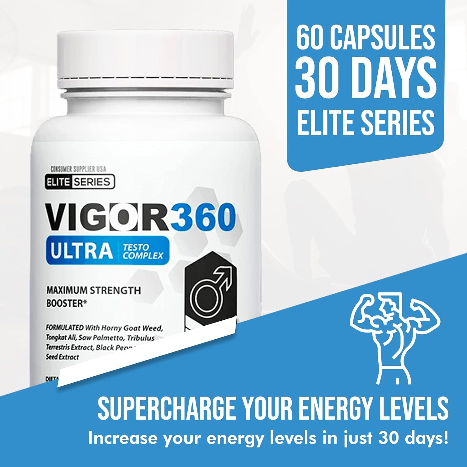 VIGOR 360 ULTRA TESTO COMPLEX - 60 Capsules - 30 Days of Testosterone Rejuvenation - Athletic and Mental Performance Booster.