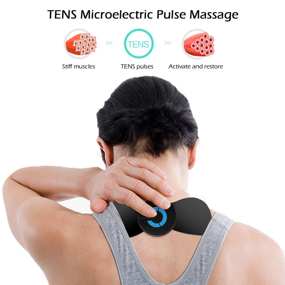 Tissouoy Electric Neck Massager Portable Mini Cervical Massage Stickers USB Charging for Calf Waist Arm Relief Muscle Pain