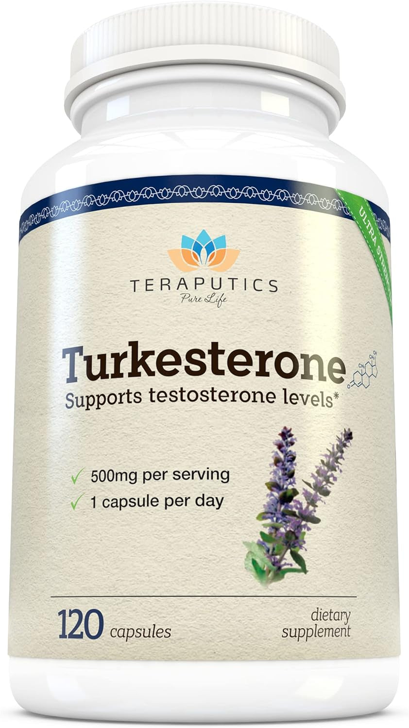 Turkesterone Supplement 500Mg, 120 Caps Natural Testosterone Booster for Men Muscle Strength Growth Support