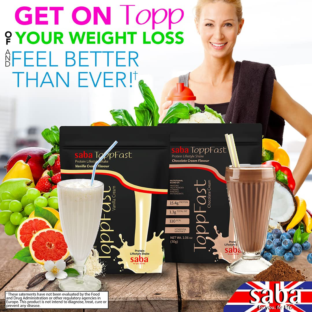 Saba Toppfast™ Nutritional Shake -Scientific Blend of Proteins, Herbs, Vitamins, Minerals, & Antioxidants -30 Servings