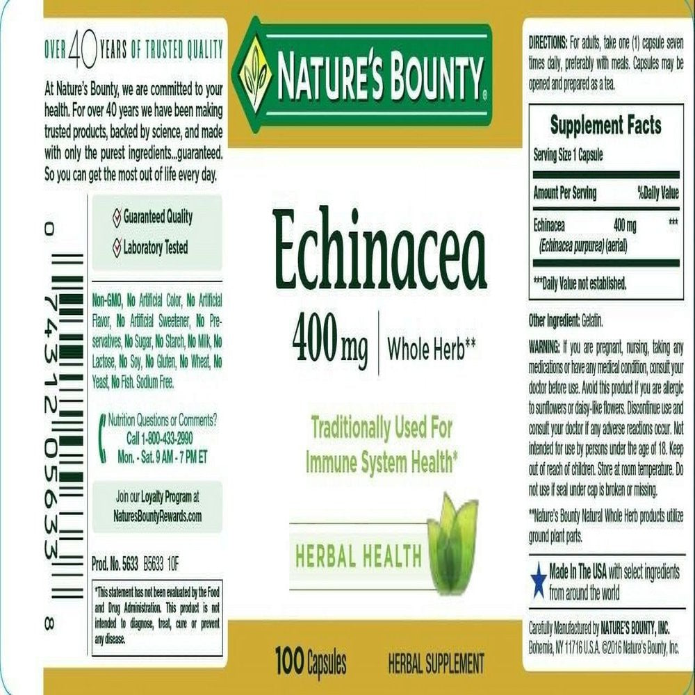 Nature'S Bounty Echinacea 400 Mg Capsules