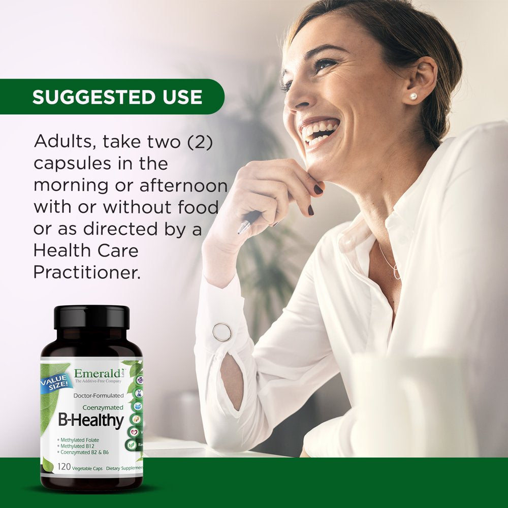 Emerald Labs B-Healthy with Biotin, Vitamin B12 to Support Energy and Immune Health and Support a Decrease Stress and Fatigue - 120 Vegetable Capsules