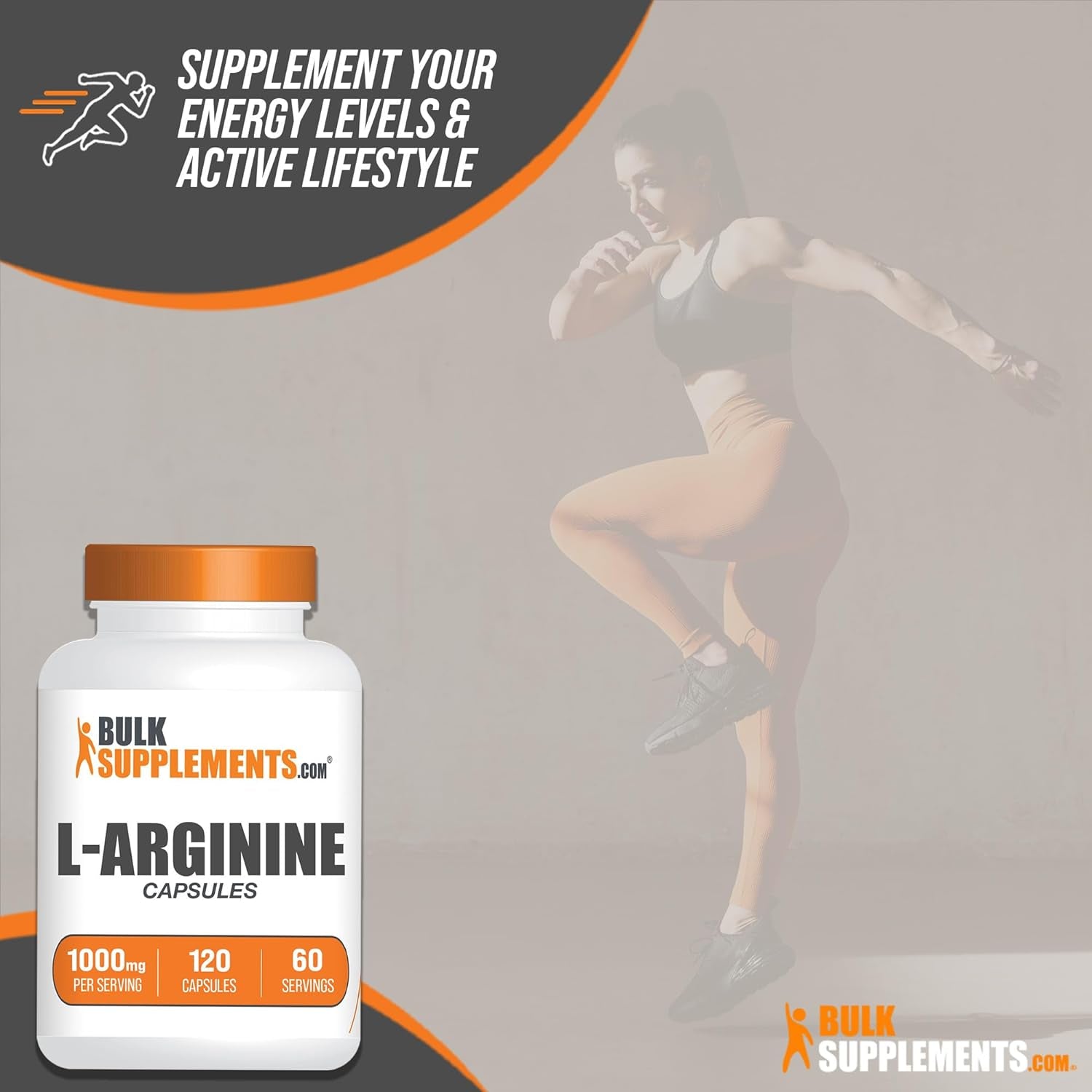 Bulksupplements.Com L-Arginine 1000Mg Capsules - Arginine Supplement, Nitric Oxide Supplement, L Arginine Capsules - Nitric Oxide Pills, Gluten Free - 2 Capsules per Serving, 120 Capsules