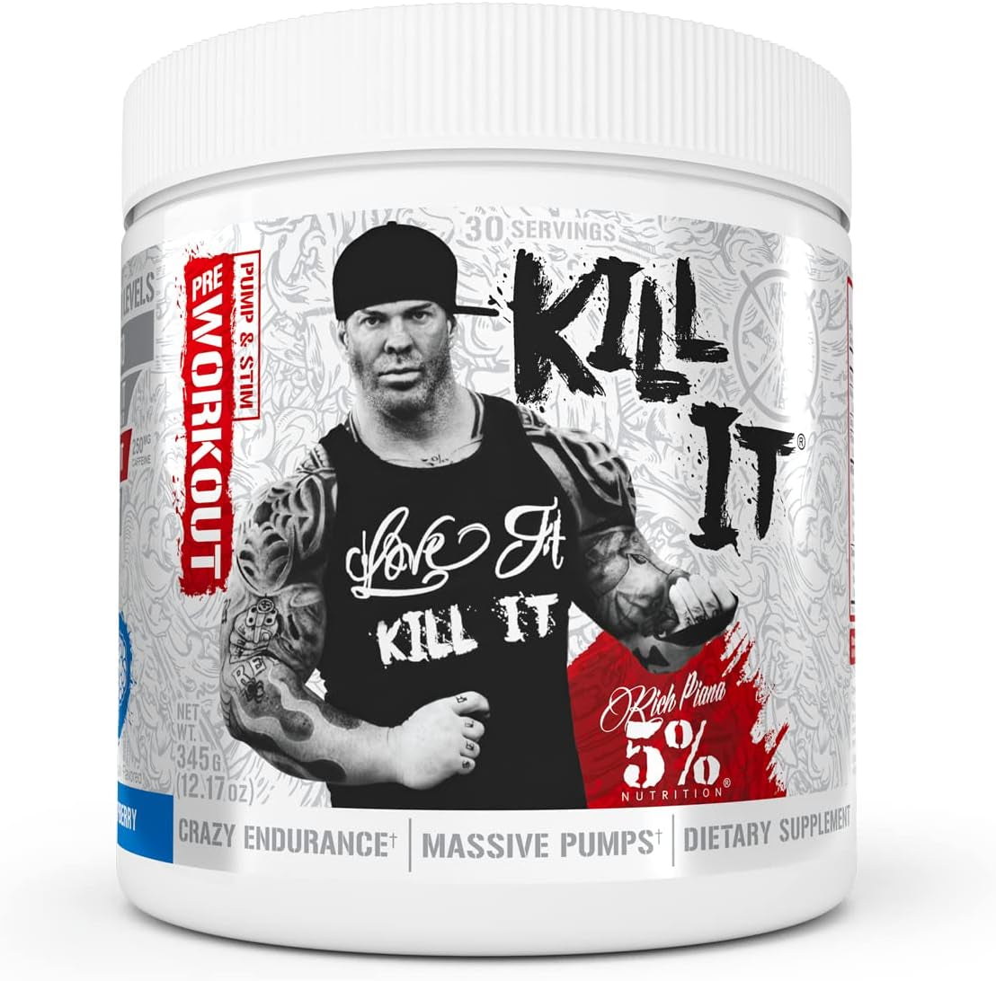 5% Nutrition Rich Piana Bundle | Alldayyoumay BCAA Powder + Kill It Pre-Workout (Blue Raspberry)