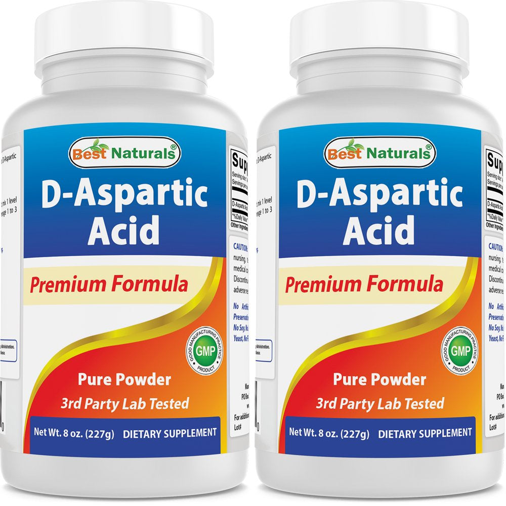 2 Pack Best Naturals D-Aspartic Acid Pure 8 Oz Powder | Testosterone Booster