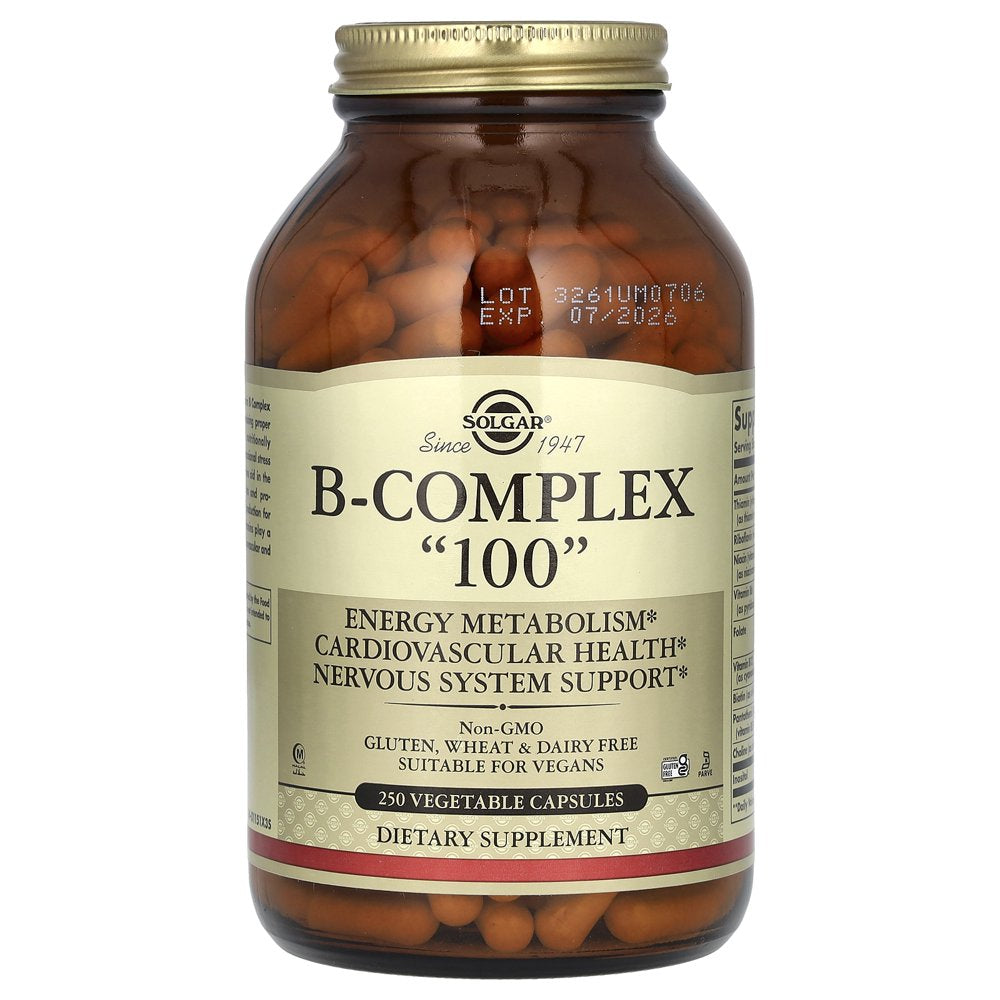 Solgar B-Complex "100" Vegetable Capsules, 250 Ct