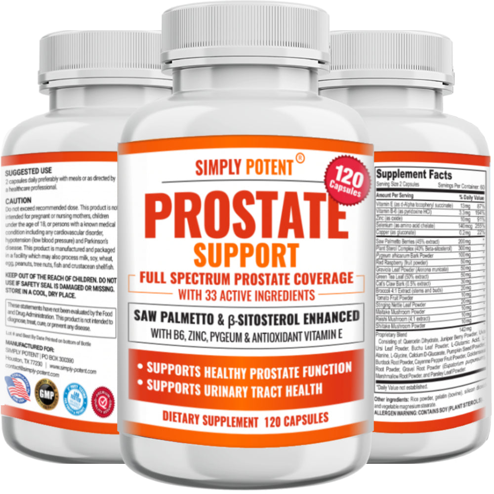 Prostate Support Supplement for Men 120 Capsules, Prostate Health Capsules W/Saw Palmetto Beta-Sitosterol Zinc Pygeum & Antioxidants, 33 Herbs to Reduce Frequent Urination, Hair Loss, DHT