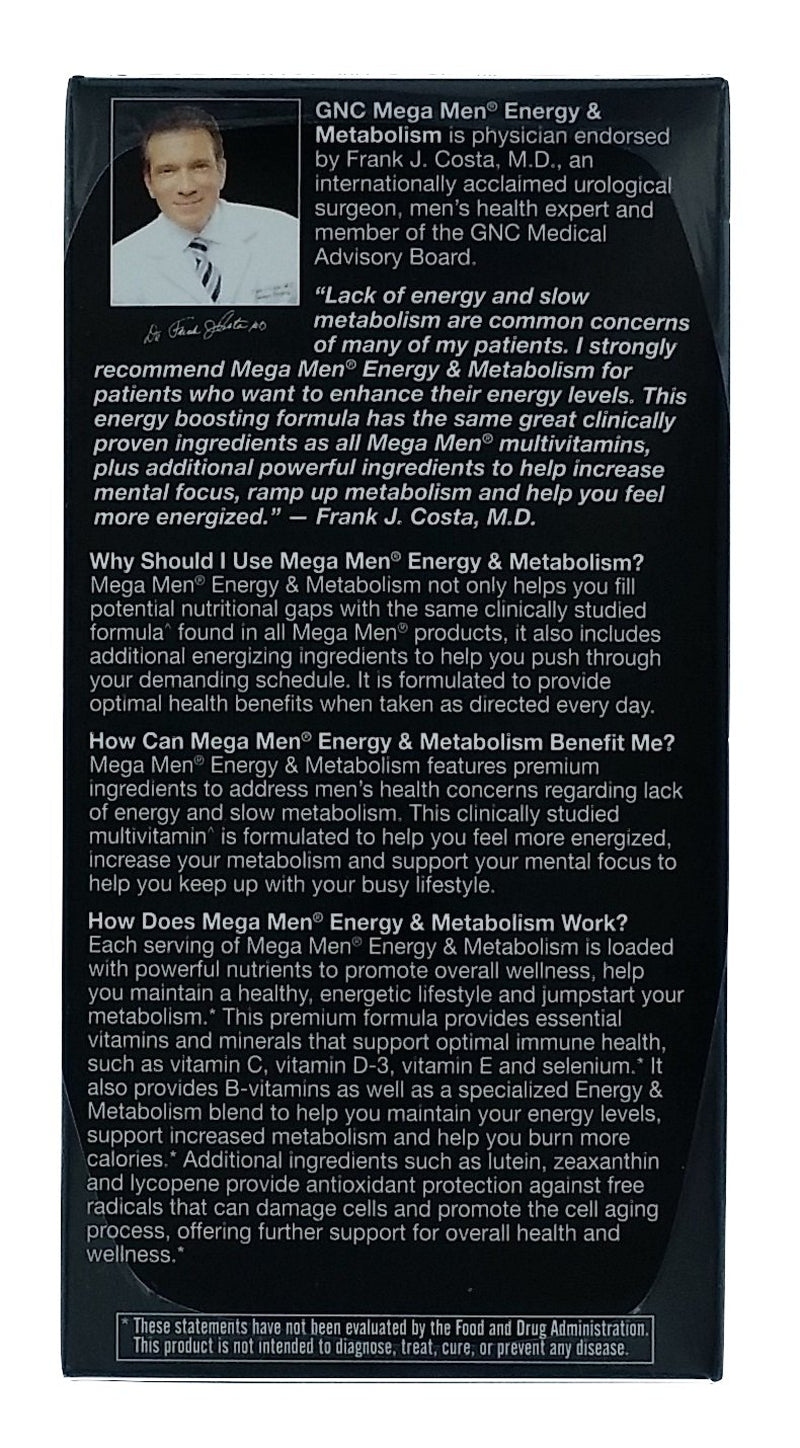 GNC Mega Men Energy Metabolism Multivitamins - 180 Ct.