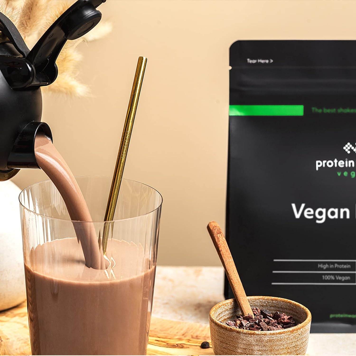 Vegan Protein Powder | 100% Plant-Based & Natural | 25G Protein | Gluten-Free | Low Fat Shake | Smooth Vanilla | 2.20 Pounds