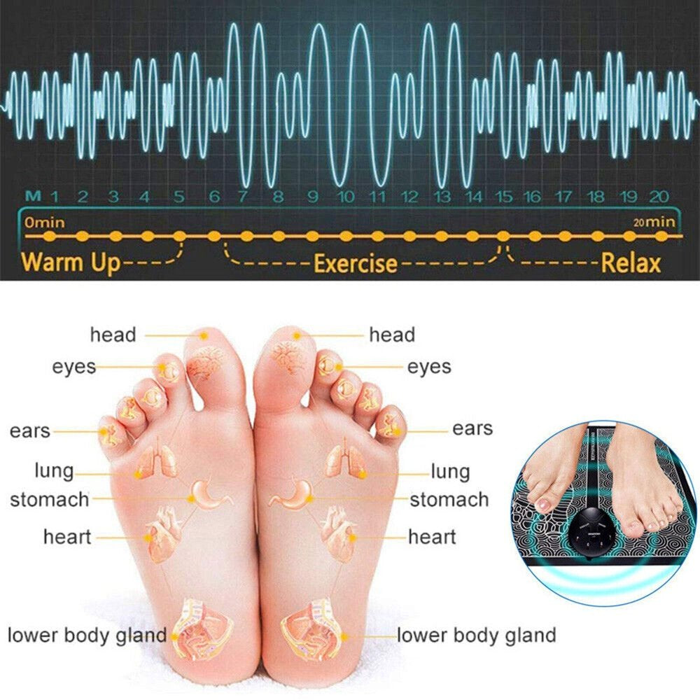 10 Level Electric EMS Foot Massager Leg Reshaping Pad Feet Muscle Pain Relax Mat