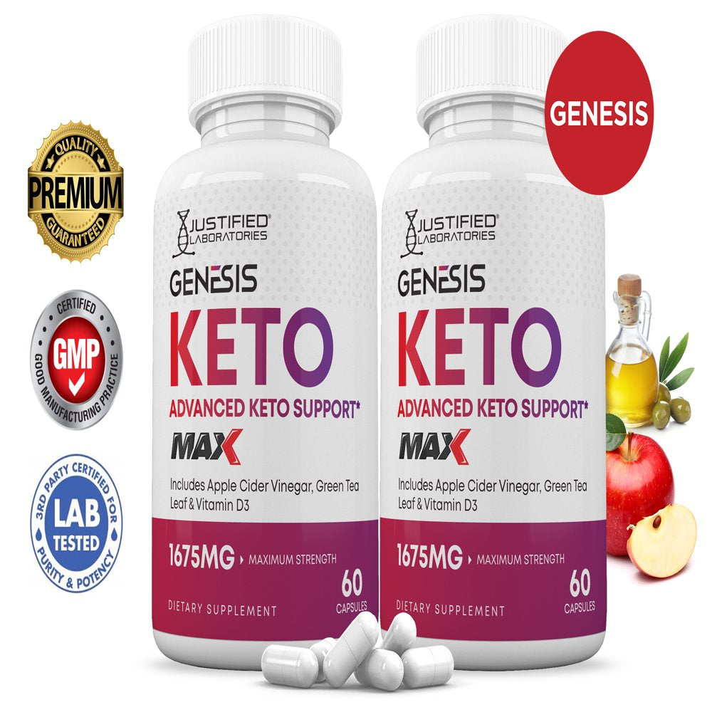 (2 Pack) Genesis Keto ACV MAX Pills 1675Mg Alternative to Gummies Dietary Supplement 120 Capsules