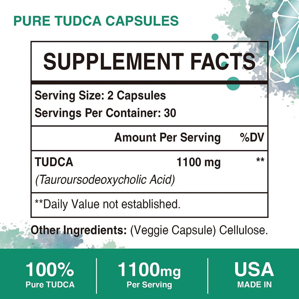 TUDCA Liver Supplements 1100Mg, Ultra Strength Bile Salt TUDCA Supplement, Liver Support for Liver Cleanse Detox and Repair, 60 Capsules