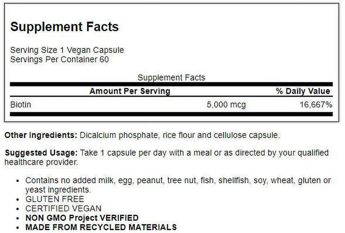 MRM Nutrition Biotin, 60 Vegan Capsules