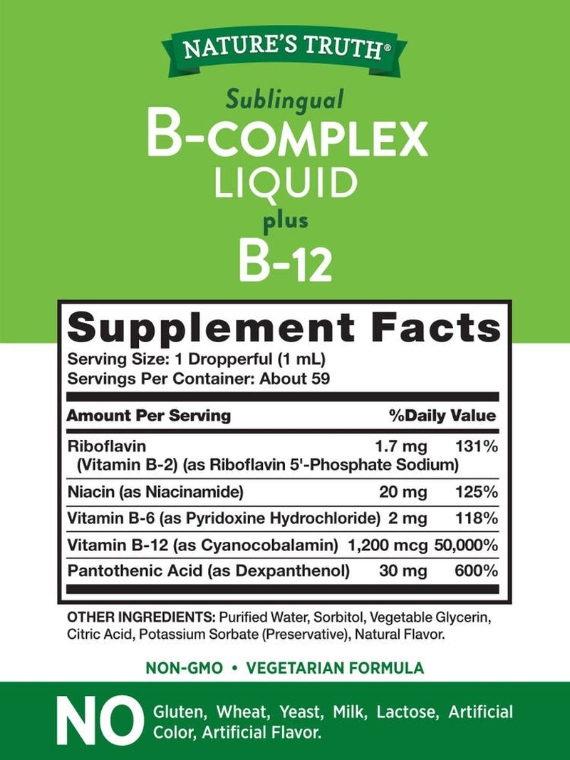 Vitamin B Complex Siblingual Liquid | 2Oz | Natural Berry Flavor | by Nature'S Truth