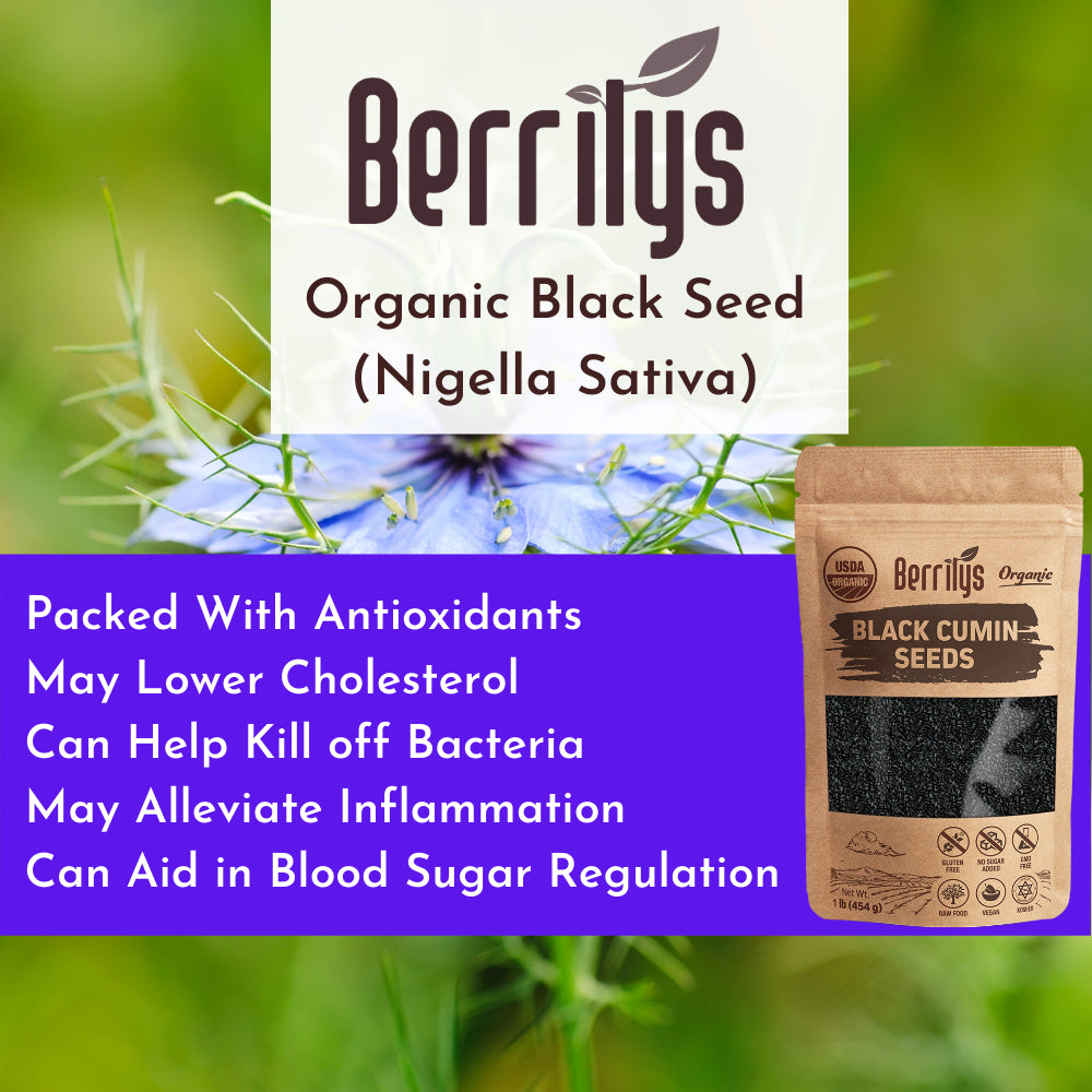 Berrilys, Organic Black Seeds, 16Oz, Also Known as Nigella Sativa, Kalonji & Black Cumin Seeds, Herbs, Spices